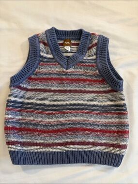 Tea Collection Blue, Red & Gray Striped Knit Sweater Vest